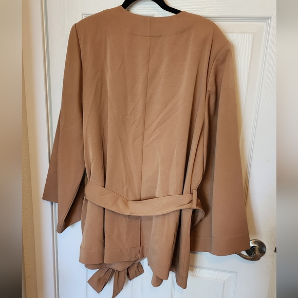 Tan Khaki Cardigan Overcoat Blazer - Picture 2 of 4